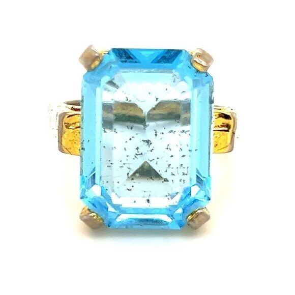 Heavily Used Faux Blue Topaz Ring - Picture 1 of 9